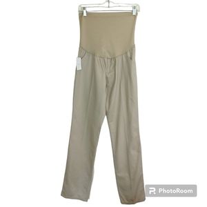 Liz Lange Maternity pants size 4 khaki straight leg casual with slash pockets